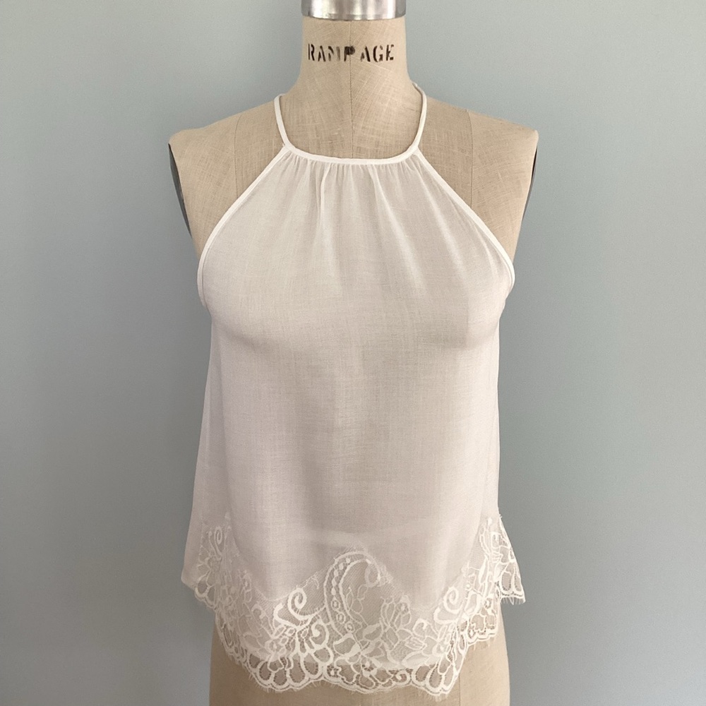 Katie K White Lace Top Size Small